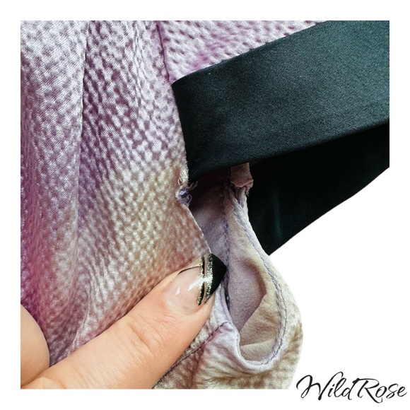 ZAC POSEN MARILYN DRESS - Lilac & Navy Blue Collared Fringe Silk Dress SZ 2 - Picture 6 of 17